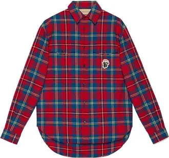 Gucci Tartan Shirt With Skunk Red 720960-ZAK7U-6499