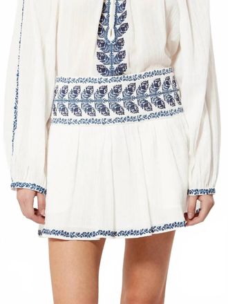 Isabel Marant Picadilia Embroidered Skirt In Ecru/blue