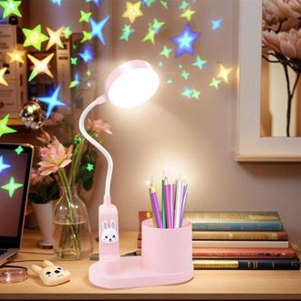 No Brand L&aacute;mpara De Escritorio Led Infantil, Regulable, Con Proyector, Portal&aacute;pices, Recargable, Port&aacute;til, Para Estudiantes/estudio