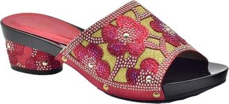 Generic Womens Shoes and Bag Set Sparkly Rhinestone Flowers Handbag Shiny Elegant Slip On Sandals for Evening Party Wedding