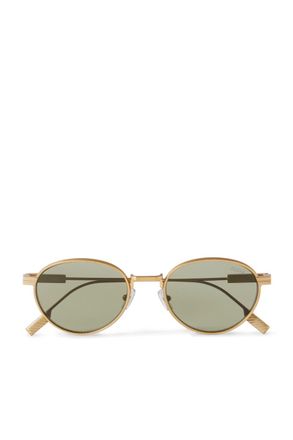 Ermenegildo Zegna Round-Frame Bronze-Tone Sunglasses