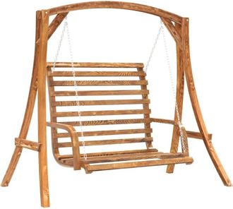 vidaXL Swing Bench Solid Wood Spruce with Teak Finish vidaXL