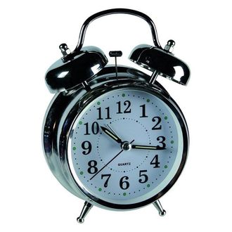 Trade Shop Trade Shop - Sveglia In Metallo Cromato Orologio Analogico A Batteria Da Tavolo 18 X 12 Cm