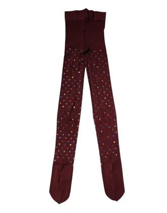 Dolce & Gabbana Crystal-Embellished Nylon Tights - Maroon