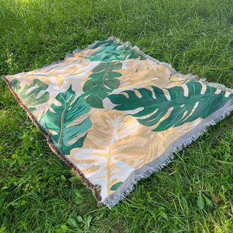 OEM Manta De Picnic/camping De 180 X 130 Cm Con Estampado De Hojas Tropicales