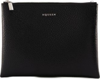 Alexander McQueen Womens Cross Bar Clutch Black Lambskin
