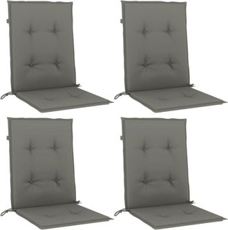 vidaXL Vidaxl - Cojines Para Silla Respaldo Bajo 4 Ud Tela Gris Oscuro Melange