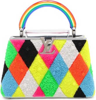 Louis Vuitton 2021-2025 Limited Edition Ugo Rondinone Artycapucines Calfskin Beaded Harlequin Capucines BB satchel - Multicolore