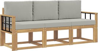 vidaXL Conjunto De Sof&aacute;s De Exterior 3 Uds. Blanco Y Gris Claro Vidaxl