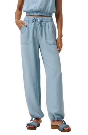 Travis Mathew Tie Cuff Chambray Joggers in Vintage Light Wash at Nordstrom, Size X-Small