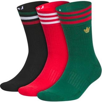adidas Assorted 3-Pack Roller 3.0 Crew Socks in Black/Scarlet/Dark Green at Nordstrom, Size Medium