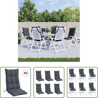vidaXL vidaXL Cuscino per patio - Cuscini per Sedia Schienale Alto 6 pz Antracite Tessuto Oxford