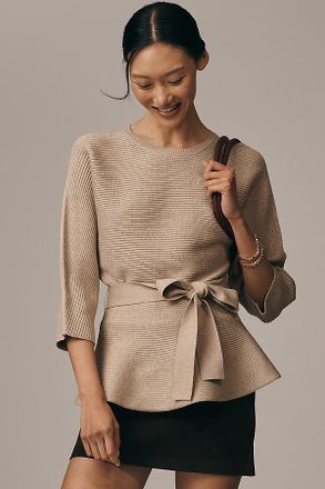 Maeve Ribbed Belted Sweater