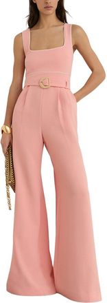 Reiss Dia Tipped Wide Leg Belted Jumpsuit