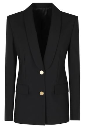 Alberta Ferretti Black Tropical Wool Gold Buttons Viscose-Blend Blazer