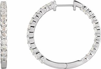 Diamond2Deal 3ct Lab-Grown Diamond Inside-Outside Hinged Hoop Earrings Clarity VS, Color F-G, 14k Gold