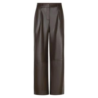 Dante6 Wijde faux leren broek in Espresso Brown - Dames - Broeken - Bruin - Maat: 2XL Leer