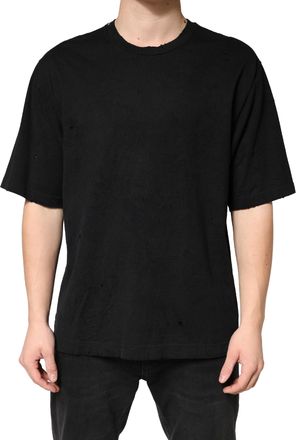 Dolce & Gabbana Black Cotton Crewneck Short Sleeve Mens T-Shirt