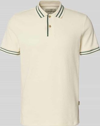 Blend Slim Fit Poloshirt mit Strukturmuster Modell FABLE in Offwhite, Gr&ouml;&szlig;e XXL