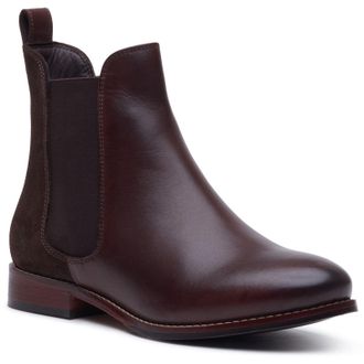 Hush Puppies Colette Leren Dames Chocolade Brede Pasvorm Platte Chelsea Boots