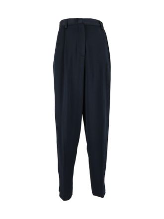 Fabiana Filippi Pantaloni Carrot Fit Con Pinces in Denver Satin Lucido Farbe Blu Notte