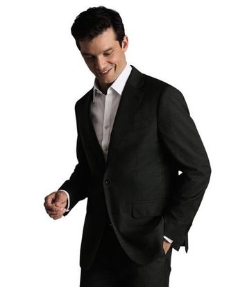 CHARLES TYRWHITT Puppytooth Slim Fit Italian Suit Jacket in Forest Green at Nordstrom, Size 44