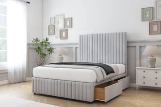 Sloomy Madison Naples Divan Set 2 Drawers-54 Headboard-Footboard in Silver | Size: King