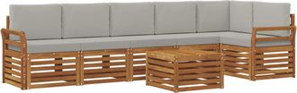 vidaXL Conjunto De Sof&aacute;s De Exterior 7 Uds. Gris Natural Y Claro Vidaxl