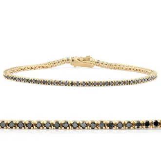 Pompeii3 1 3/4 Ct TW Black Diamond Tennis Bracelet 14k Yellow Gold 7