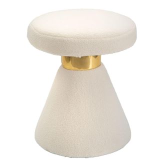 Mauro Ferretti Mesita de tela acolchada blanca y dorada &Oslash; cm 42x51