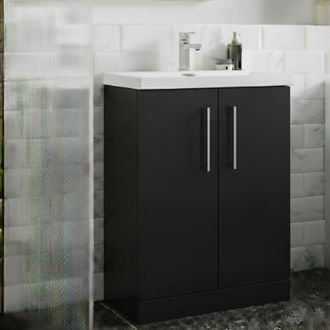 Nuie Nuie - Arno Floor Standing 2-Door Vanity Unit with Basin-3 500mm Wide - Satin Anthracite