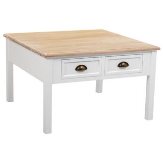 Wanderlust Deco Wanderlust Deco - Mesa De Centro De Madera De 2 Caj&oacute;nes Blanca 80x80x50
