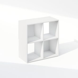 Furinno Pelli Cubic Storage Cabinet, Bookcase, Bookshelf, 4-Cube, White
