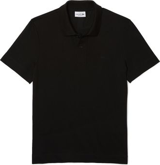 Lacoste Solid Stretch Cotton Blend Polo Shirt in 031 Noir at Nordstrom, Size 4