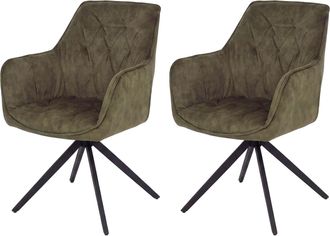 Hhg [nunca Usado] Juego De 2 Sillas De Comedor Hhg-134, Silla De Cocina Con Reposabrazos Giratorios Y Mecanismo De Retorno Autom&aacute;tico, Terciopelo De 440 G