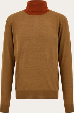 Ferragamo Men Silk turtleneck Brown