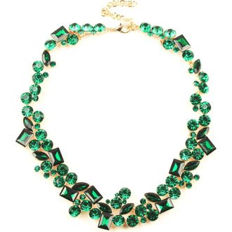 Eye Candy Los Angeles Multi Shape Green Crystal Cluster Collar Necklace at Nordstrom Rack
