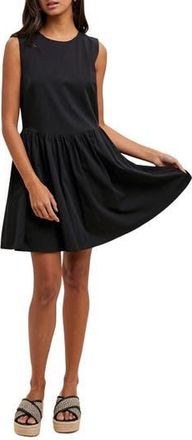 Wishlist Fit & Flare Cotton Blend Minidress in Black at Nordstrom Rack, Size Medium