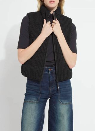 Lyss&eacute; Rowyn Reversible Sleeveless Puffer Vest In Donegal Tweed