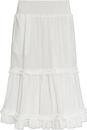 Balmain Lange Rok met Ruches - Dames - Midirokken - Wit - 2XS - Rokken