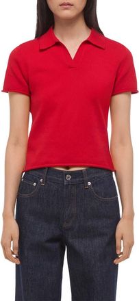 Helmut Lang Shrunken Knit Polo in Red at Nordstrom, Size Medium