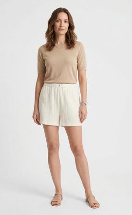 Calvin Klein Jeans Shorts CALVIN KLEIN JEANS, Damen, Gr. XL (44), N-Gr, tofu, Web, Obermaterial: 100% Baumwolle, unifarben, regular fit kurz, Hosen Shorts, Regular fit m