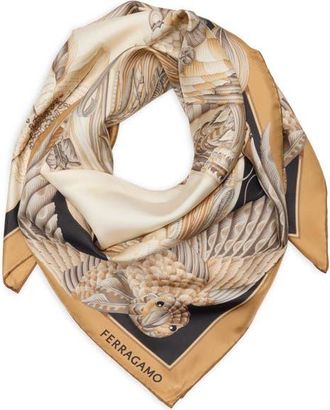 Ferragamo Amazzonia Silk Scarf in Beige/nero at Nordstrom