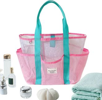 Generic Mesh Travel Tote, Reusable Beach Bag, Womens Luggage with Zipper Closure, Polyester Travel Bag with Reinforced Handles, Outdoor Storage Foldable Desig