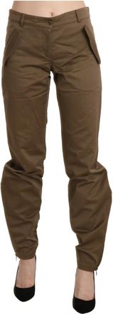 Ermanno Scervino Bruine Rechte Broek Mid Waist - Dames - Straight fit broeken - Bruin - XS - Katoen - Broeken