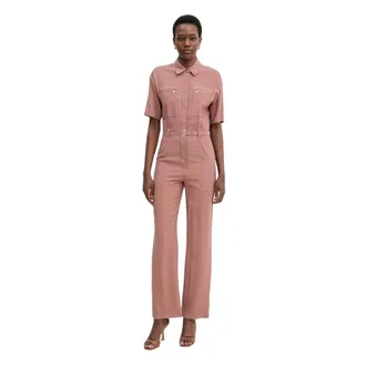Patrizia Pepe Jumpsuits & Playsuits, Dames, Roze, M, Polyester, Lange Werkkleding Twill Jumpsuit