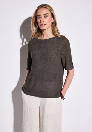 Street One Strickpullover STREET ONE, Damen, Gr. 34, braun (acron braun), Strick, Obermaterial: 60% Polyacryl, 40% Nylon, unifarben, tailliert h&uuml;ftbedeckend, Run