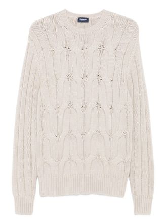 Drumohr Treccia Cable Knit Crew Neck Sweater