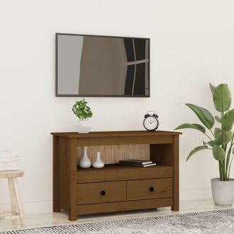 vidaXL Mueble De Tv Madera Maciza De Pino Marr&oacute;n Miel 79x35x52 Cm Vidaxl