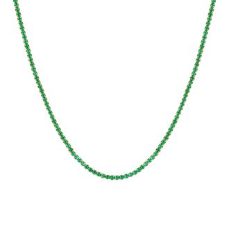 Seol + Gold Womens 18ct Gold Plated Emerald CZ Tennis Choker - Silver